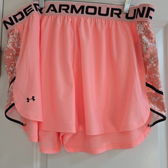 Under Armour Play Up Printed Inset Short - 4" Inseam - Peach/Coral - Picture 1 of 6